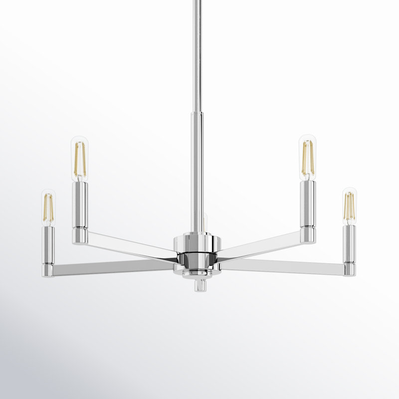 5-Light Chandelier, 10.5"H x 24"W x 24"D, Chrome