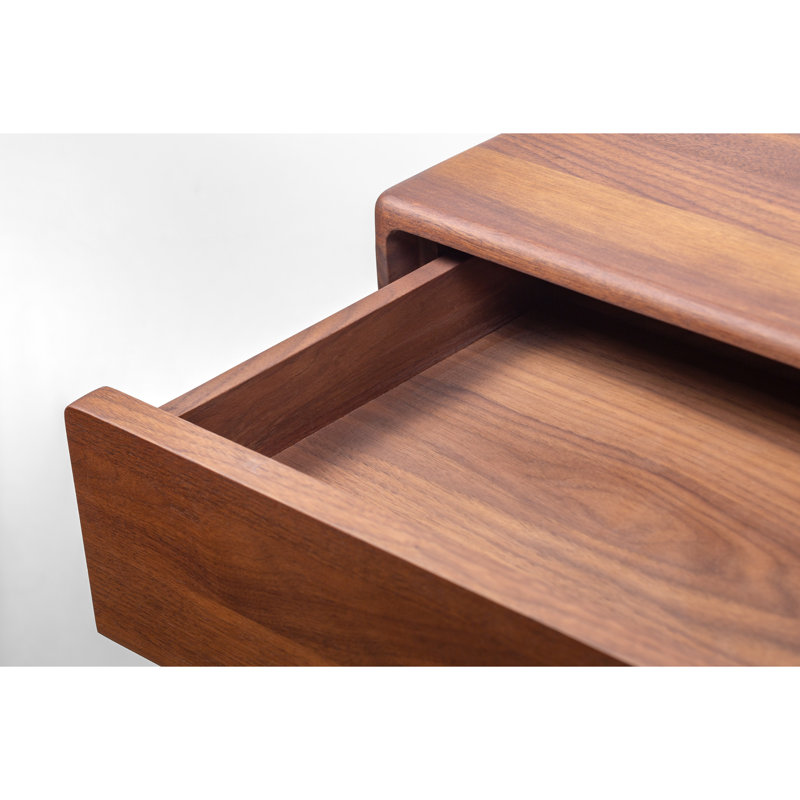 Table de chevet en bois Frank - Noyer, finition laquée mat