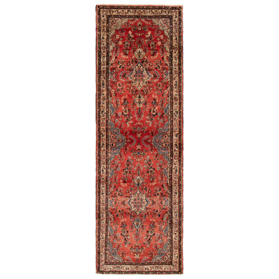 Bracha One-of-a-Kind Runner 3'3" X 10'3" 1990s Runner Wool Area Rug Red