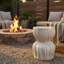 Tabouret décoratif de jardin sculptural décoratif pour la maison - Tabouret d'appoint rond en céramique pour support de salon ou de cour arrière Oudoor - 19 po, blanc