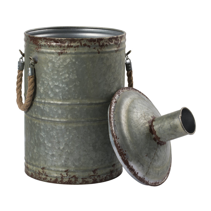 Matherly Rustic Metal Container with Handles, 19.5" H x 10" W x 10" D