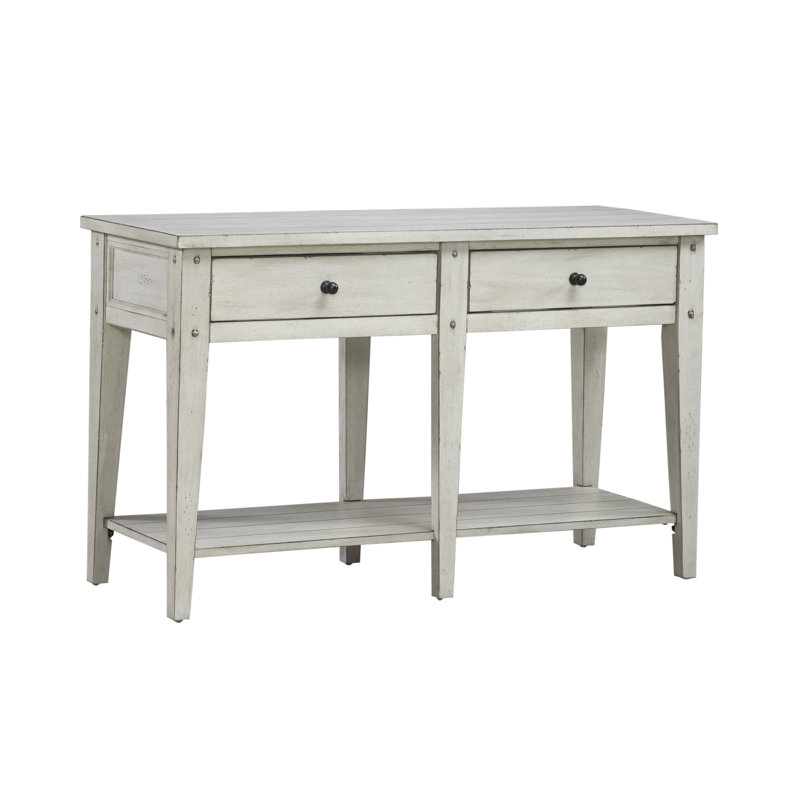 Table de canapé Laron avec pieds fuselés, Blanc