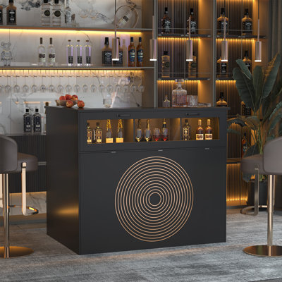 Bureau d'accueil en forme de L avec éclairage DEL multicolore et rangement pour bar, bureau, magasin, maison ; table de bar
