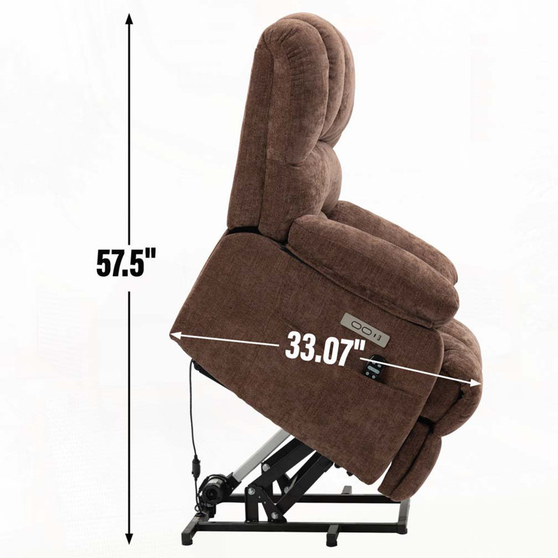 Chenille Power Lift Recliners with Heat Massage, Brown