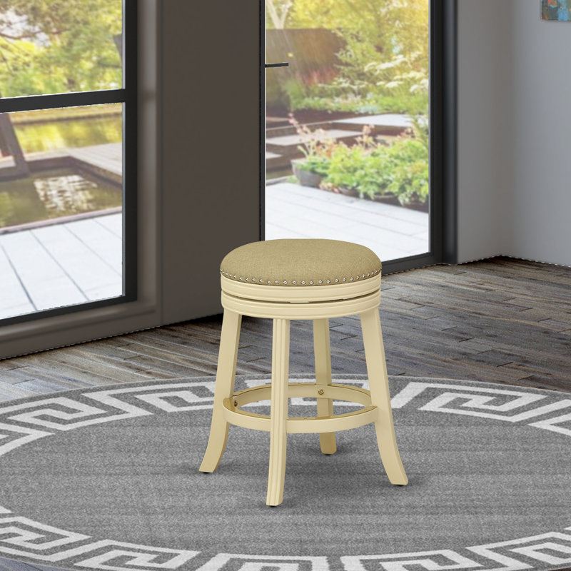 Tabouret de bar Devers, Lin blanc, Tabouret de bar (siège d'une hauteur de 30 po)