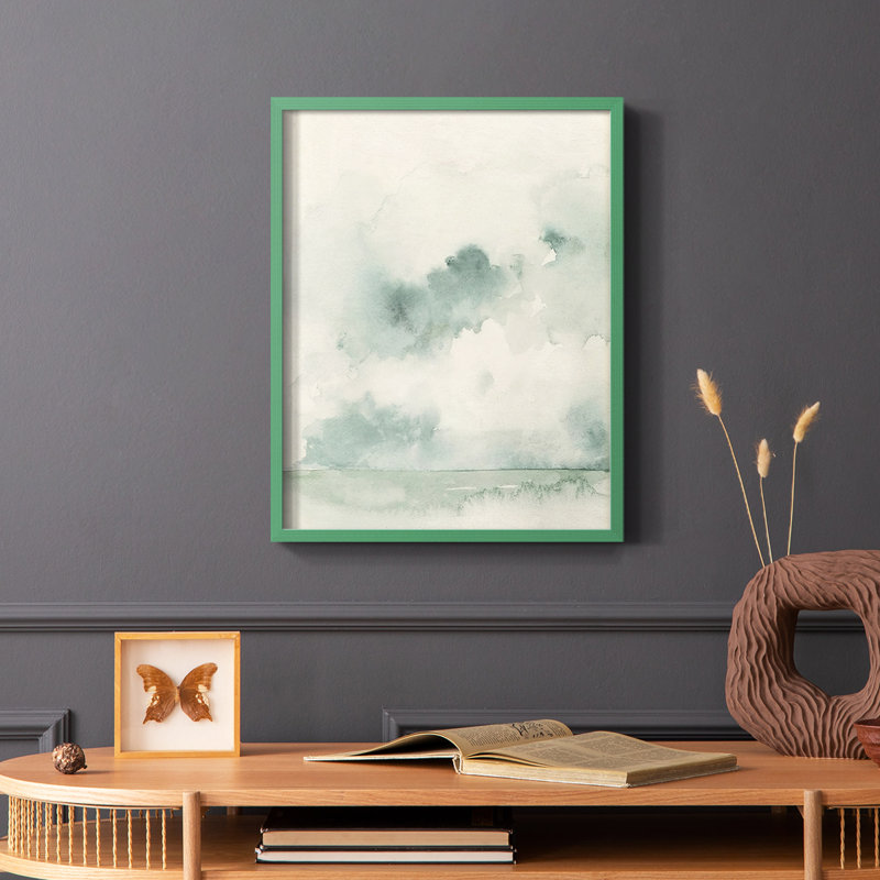 «Ocean Impression I», reproduction encadrée - bois massif, H 10 po x l 8 po, Vert