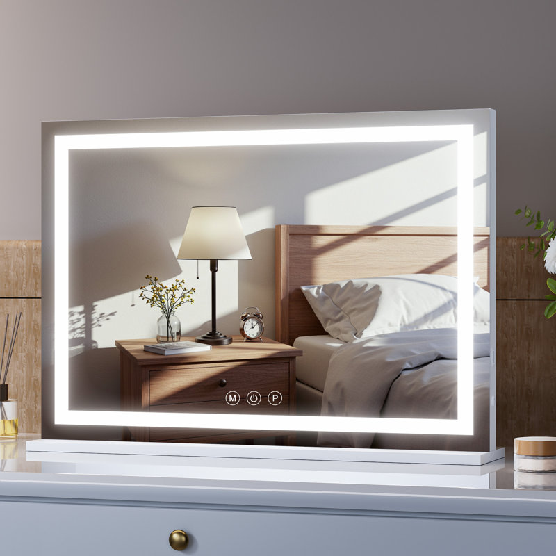 Miroir rectangulaire à DEL, contrôle de la température en continu 3 couleurs et intensité variable , Blanc