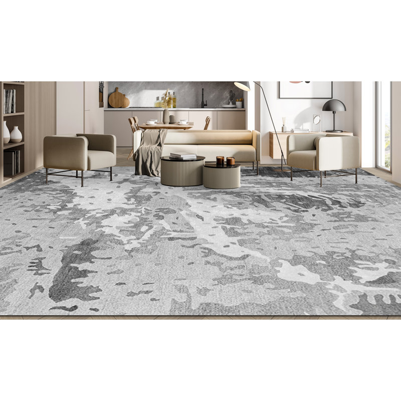 TRENB1148WHGY Abstract Area Rug, Rectangle 12' x 15'
