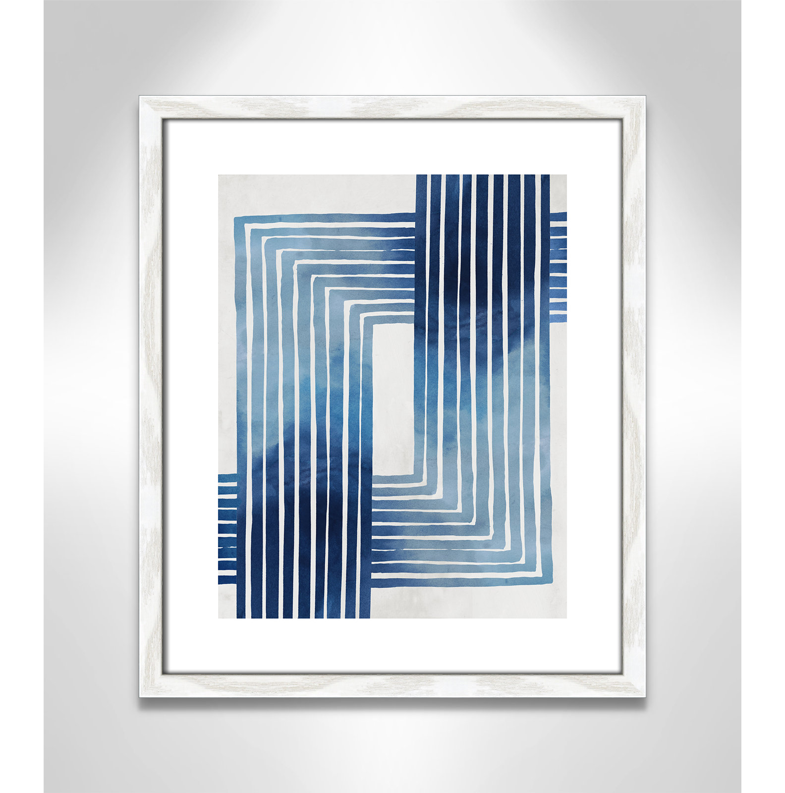 Lanny "In Unison" Painting by Eva Watts, White Wood Framed Paper, 19" H x 16" W x 0.75" D