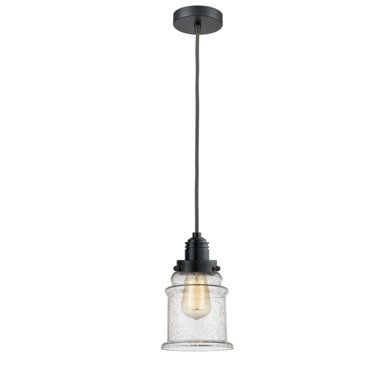 Luminaire suspendu en forme de cloche à 1 lumière Cecil, Noir mat / gris