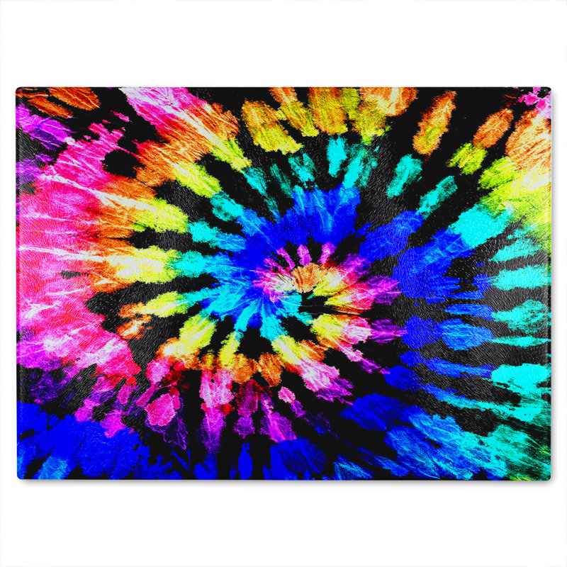 Tie Dye Pattern Glass Chopping Board, 40cm L x 28cm W