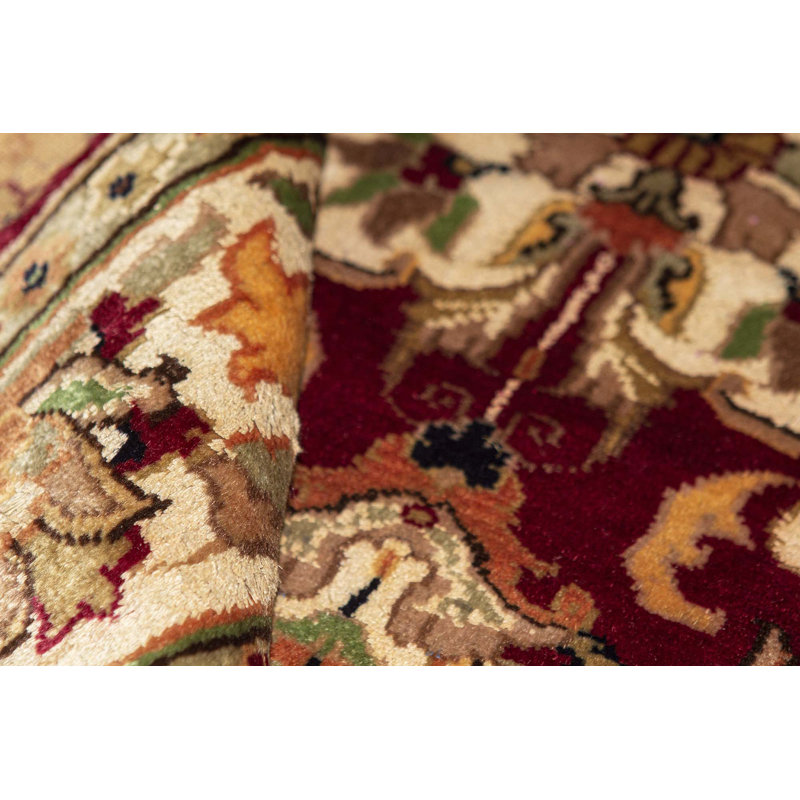 Hand-Knotted High-Quality Red and Ivory Area Rug