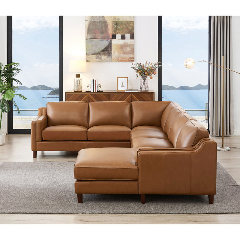 HYDELINE Leather Sectional | Wayfair