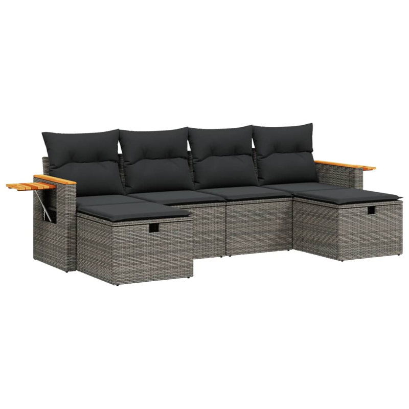 Ensemble de canapé de jardin modulaire en rotin 6 places Vidaxl