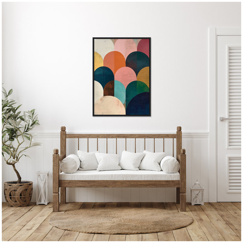 «Minimalist Geometric Abstract Jewel Tone» par The Creative Bunch Studio, reproduction d'art sur toile encadrée, Noir