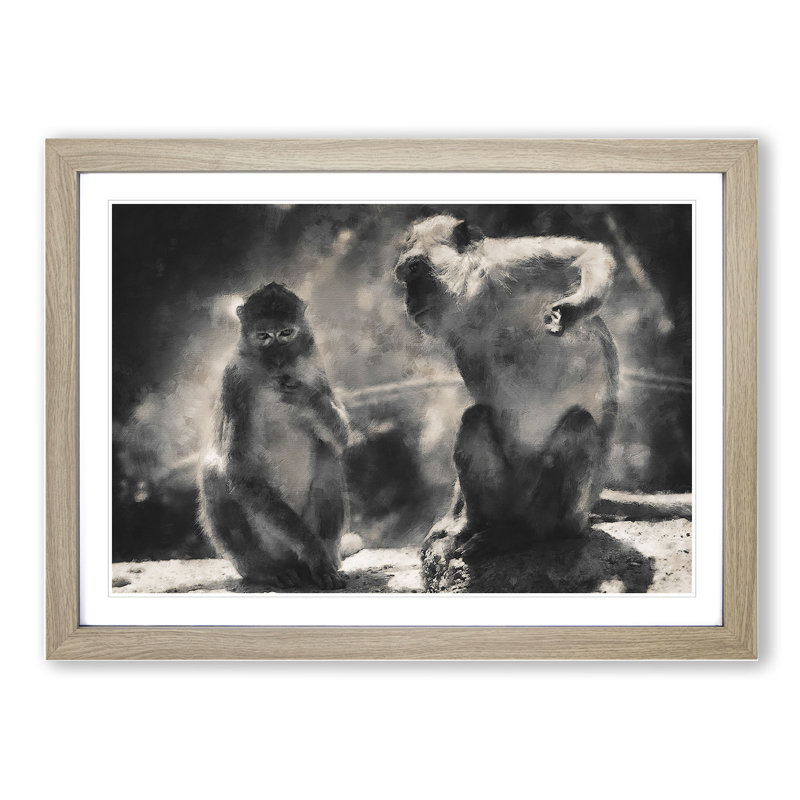 Mountain Monkeys - Framed Print, Oak Framed, 48cm H x 65cm W x 2cm D