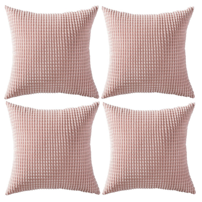 Ensemble de 4 housses de coussin en velours côtelé, 20 po x 20 po, Rose