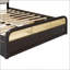 Grand lit plateforme en bois avec lit gigogne et 2 tiroirs, espresso