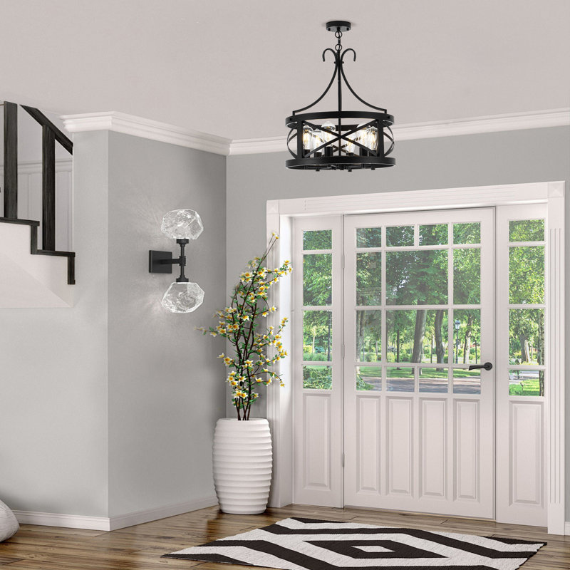 6 - Light Dimmable Caged Drum Chandelier