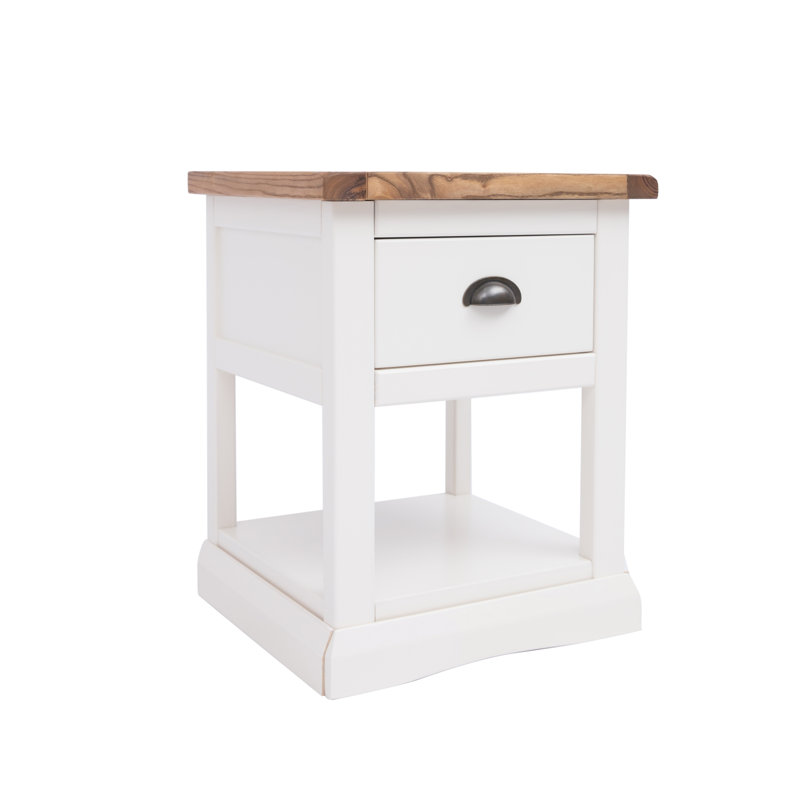 Stubbs 45 cm W Bedside Table, White/Brown