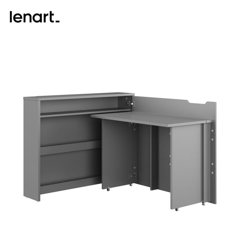 Efosa Foldable L-Shaped Executive Desk, Grey, Left