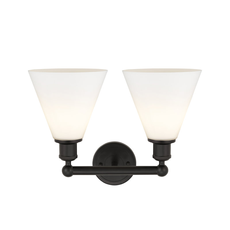 Éclairage de salle de bain à 2 lumières à intensité variable Mallery, Blanc mat, Bronze huilé