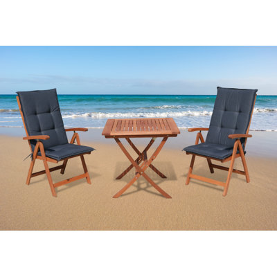 Goff 2 - Person Wood Patio Dining Set with Square Table , Cushions Included