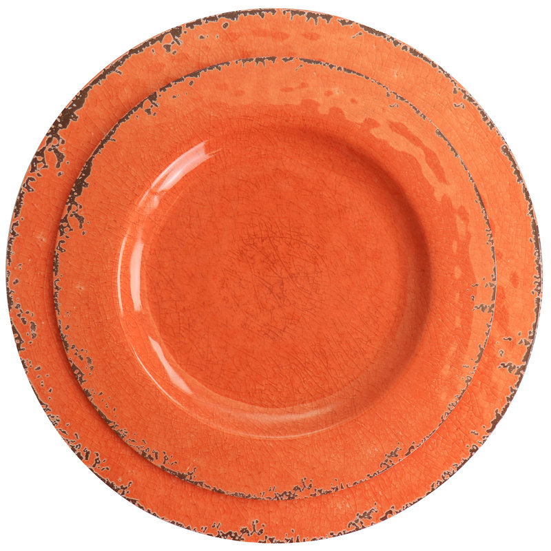 12 Piece Melamine Dinnerware Set, Service for 4, Orange
