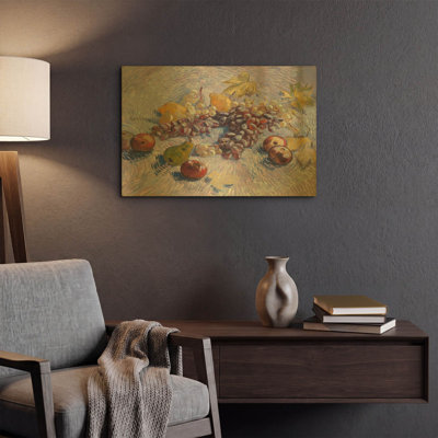 «Graper, Lemons Pears And Apples 1887» par Vincent Van Gogh, art mural en métal doré, 24 po x 16 po