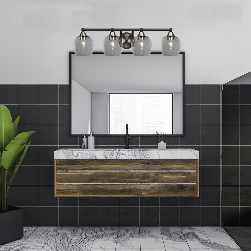 Michell 4-Light Bath Bar, Matte Black/Brushed Nickel
