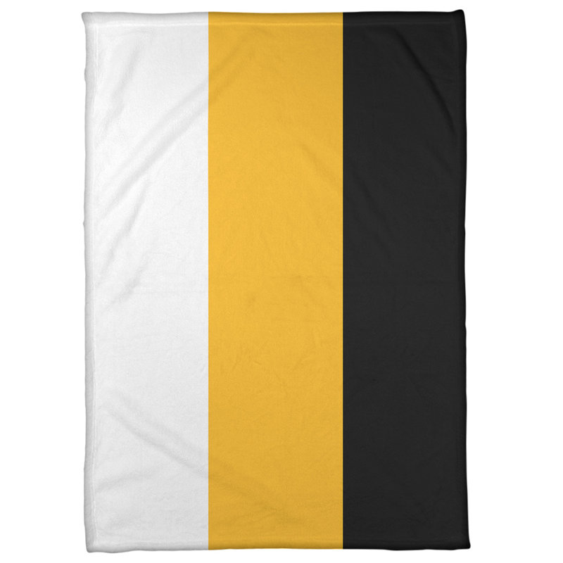 Quilted Throw Blanket, 60" x 80", White/Pittsburgh Gold/Black, Coral Fleece