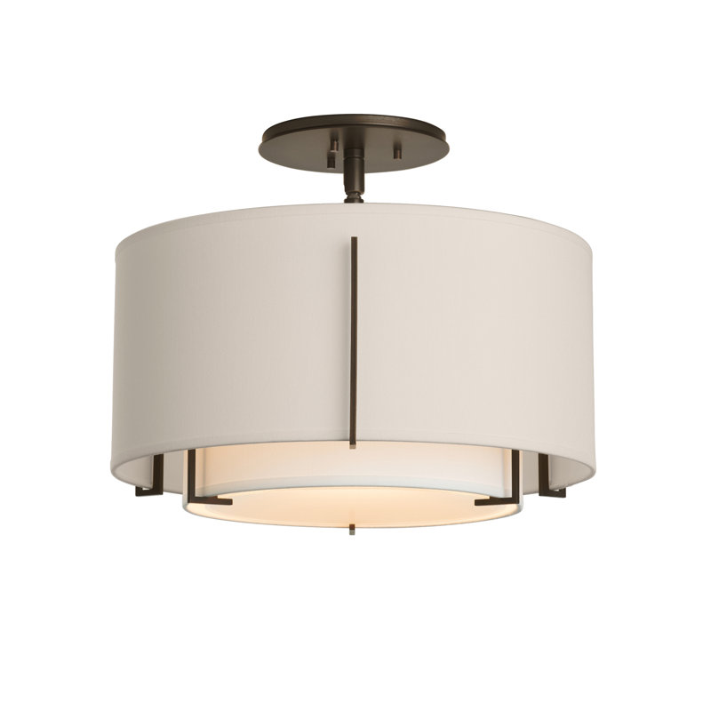 Exos 3 - Light Semi Flush Mount, Oil Rubbed Bronze, Flax, 15.8" H x 29.3" W x 29.3" D
