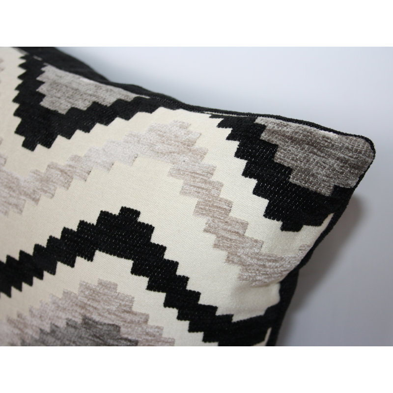 Lori Chevron Square Cushion, Black/Grey, 49 x 49cm