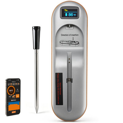 Thermomètre à viande sans fil avec répéteur IPX7 imperméable pour griller, fumer, four, barbecue