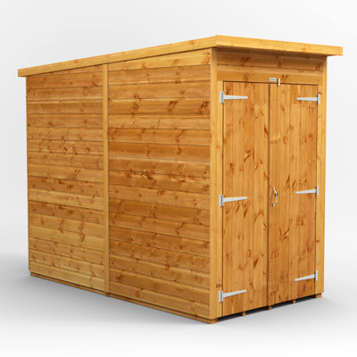Powersheds 4 x 8ft Timber Tongue & Groove Windowless Pent Garden Shed Double Doors