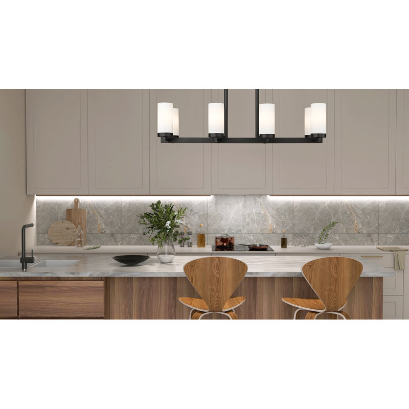 Lustre linéaire 8 lumières Avers, Noir mat