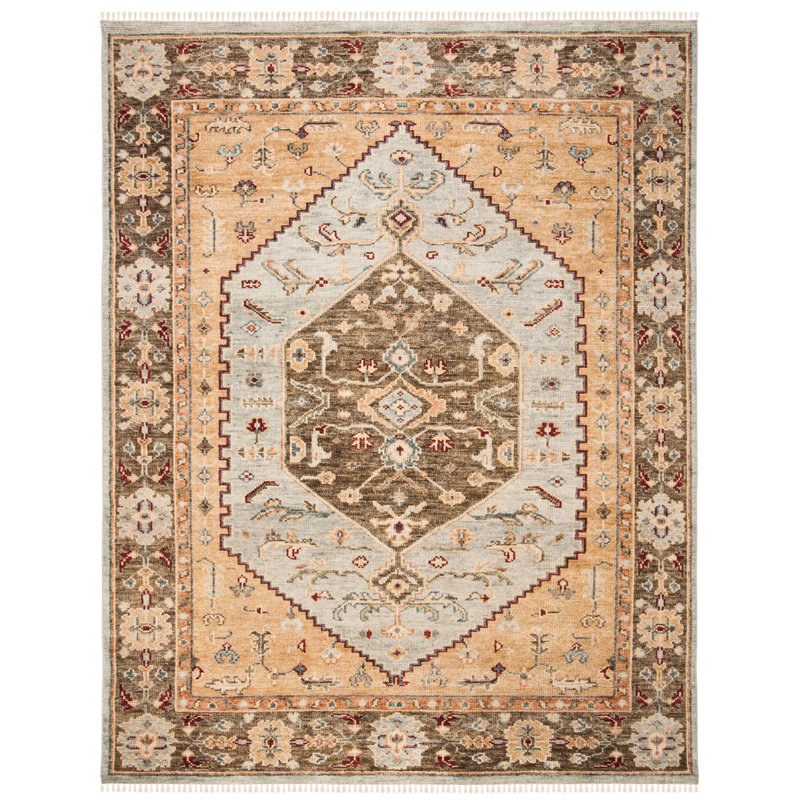 Samarkand Hand-Knotted Blue Wool Rug - 9x12 Feet
