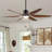 66" Vintage Ceiling Fan  Lighting with Brown Blades in Integrated LED