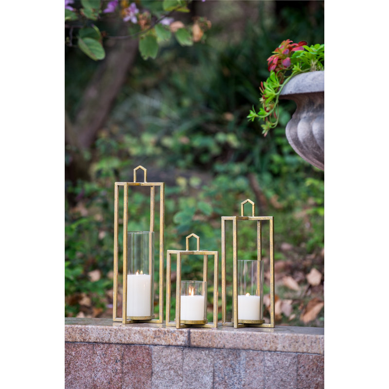 Ensemble de 3 lanternes de style lanterne dorée à face ouverte 18,7 po H 14,6 po H 11 po Lanterns Lanterns