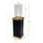 Oshy Hurricane Candle Holder, Gold Aluminum, Black Solid Mango Wood 16 Inch