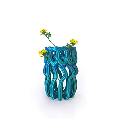 Vase givré bleu