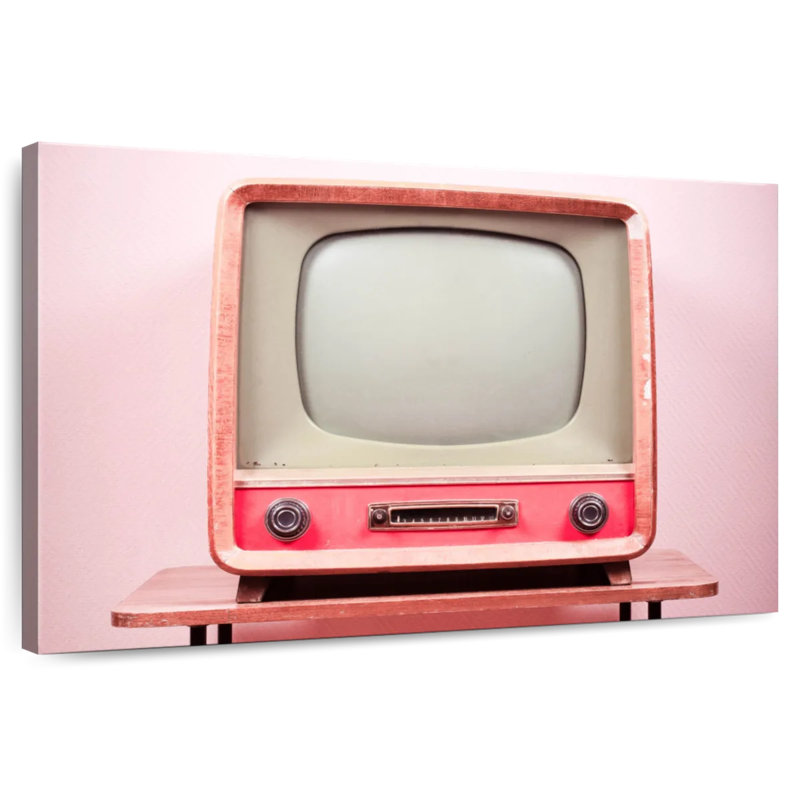 Téléviseur rose rétro Kerner, H 8 po x l 12 po