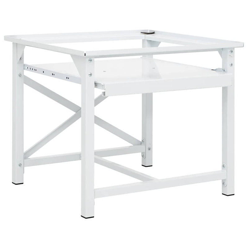 Washing Machine Pedestal with Pull-Out Shelf White