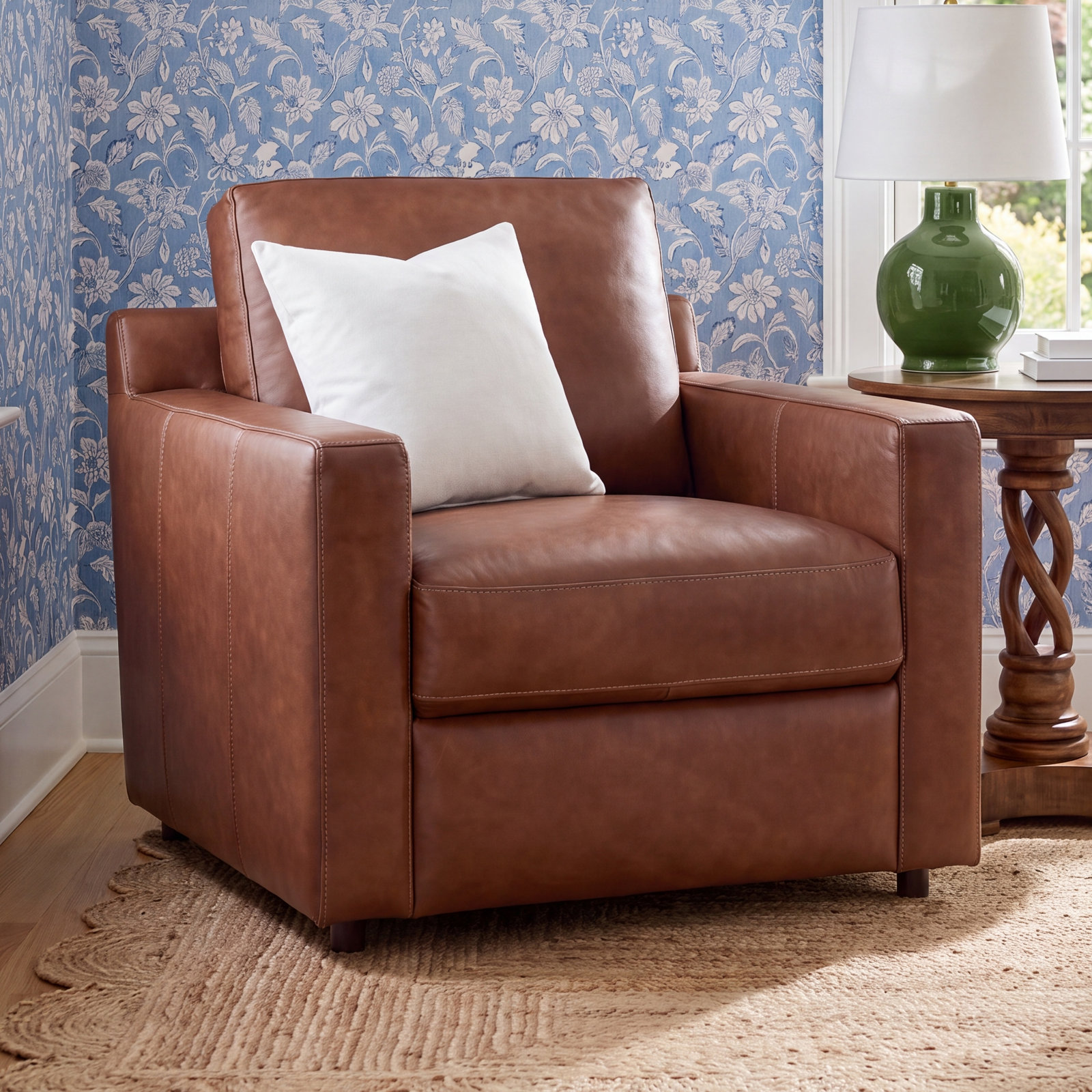  Top Grain Genuine Leather Club Chair, Vintage Brown Top Grain Genuine Leather