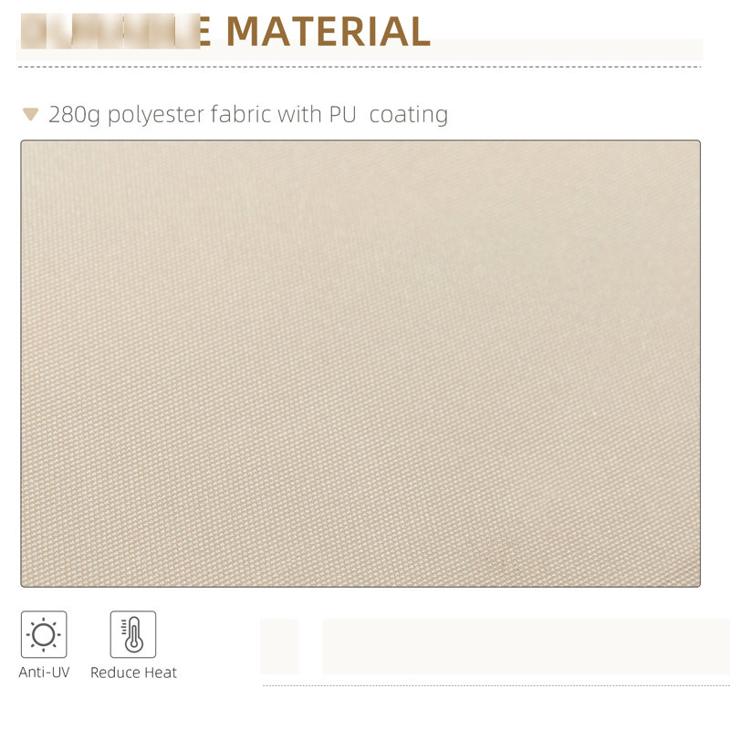 Auvent beige 13 pi x 8 pi. Et cadre en aluminium. Auvent rétractable manuel pour terrasse, terrasse, balcon et manivelle - beige. Cadre, housse