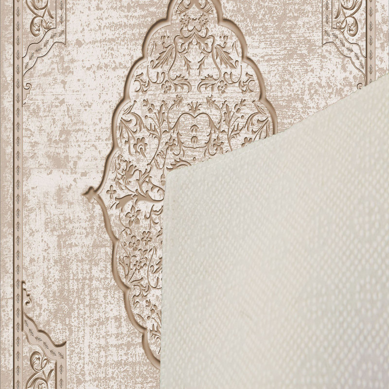 Gilbert Oriental Machine Made Flatweave Polyester Area Rug in Beige/Brown, Rectangle 5'11" x 9'2"