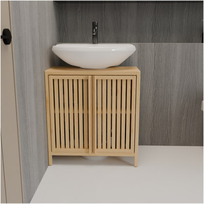Natural Bamboo Large Capacity Basin Cabinet