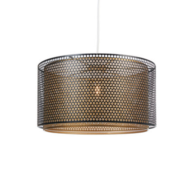 19.5 cm H Round Pendant Shade ( Clip On ) in Black and Gold