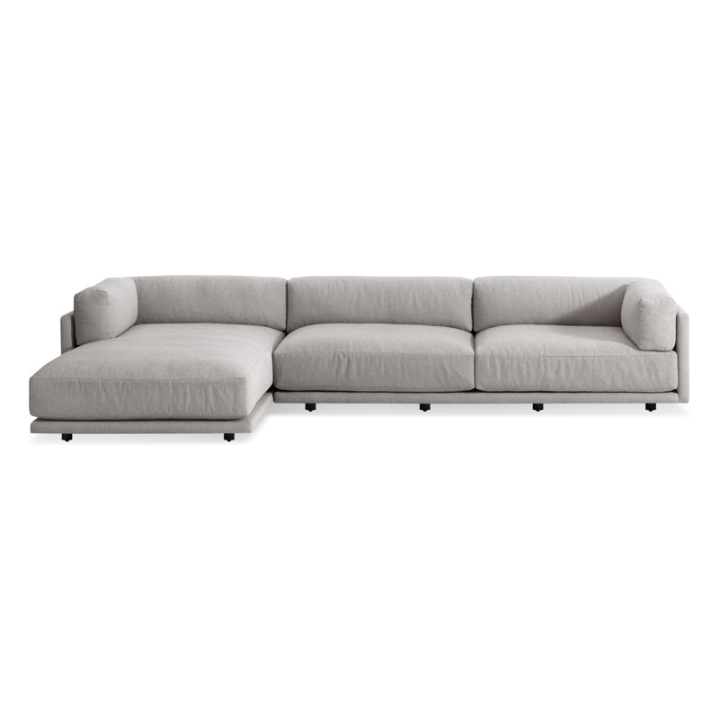 Sunday Upholstered L-Shaped Sectional, Agnew Gray Cotton Blend, Left Hand Facing