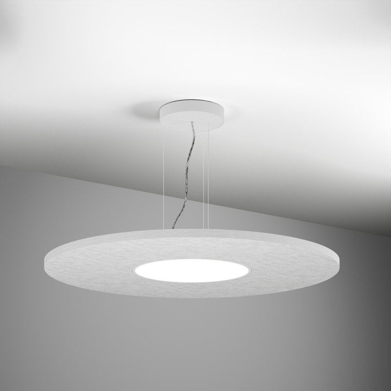 Luminaire suspendu rond Jazz, L 16 po, Blanc, Direct seulement